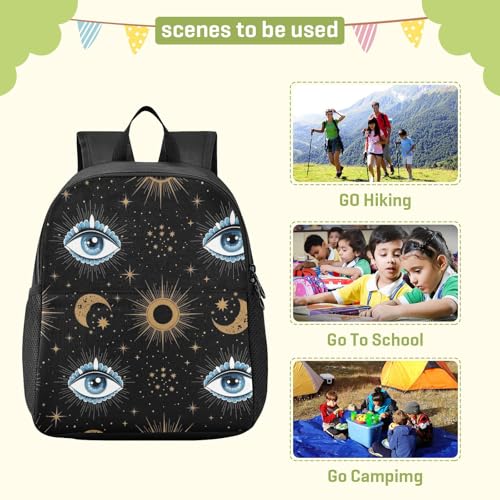 DOMIKING Eye Sun Black Kids Backpack for Girls Boys Elementary School Kindergarten Backpack for Kids Toddler School Bookbag Age 3-63