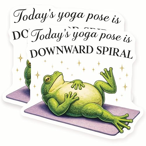 Today's Yoga Pose is Downward Spiral Frog Stickers - Funny