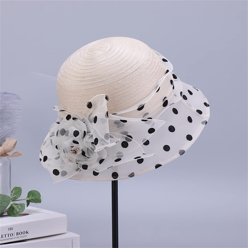 Cappello da Bacino Traspirante in Organza a Fiore Rotondo Piccolo da Donna Estivo Cappello da Pescatore con Protezione Solare per ombrellone da Esterno
