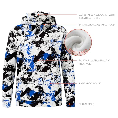 BASSDASH Youth Fishing Fleece Hoodie with Mask Water Resistant Kids’ Performance Sweatshirt FS18Y3