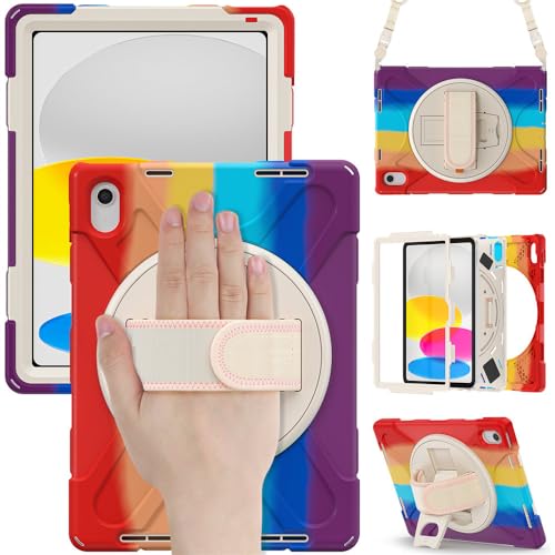 Étui iPad 11e génération antichoc à double silicone avec dragonne rotative