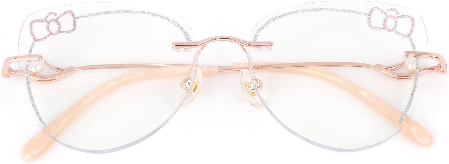 Rimless Cat Eye Blue Light Glasses for Women