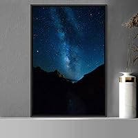 Framed Canvas Wall Art Night View Landscape Canvas Prints Home Artwork Decoration for Living Room,Bedroom - 16x24 inches