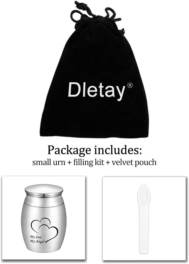 Small Cremation Keepsake Urns for Human Ashes 1.57 in Mini Cremation Urn Small Funeral Urns for Ashes Stainless Steel Cremation Funeral Urn-My Son My Angel - Image 7