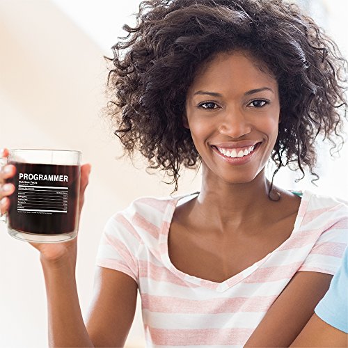 Programmer Nutrition Facts - Coding Nerd Glass Coffee Mug - Makes A Great Geek Gift For It Support, Computer Science Engineer Graduates And Software Developer Programmers Under $15! #TOP4
