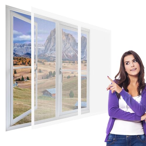 Mosquitera Magnetica Ventana 181 x 215 cm sin Taladrar Cortina Mosquitera para Puertas Cierre Automático Antimosquitos para Puertas Correderas Balcones Terraza, Blanco