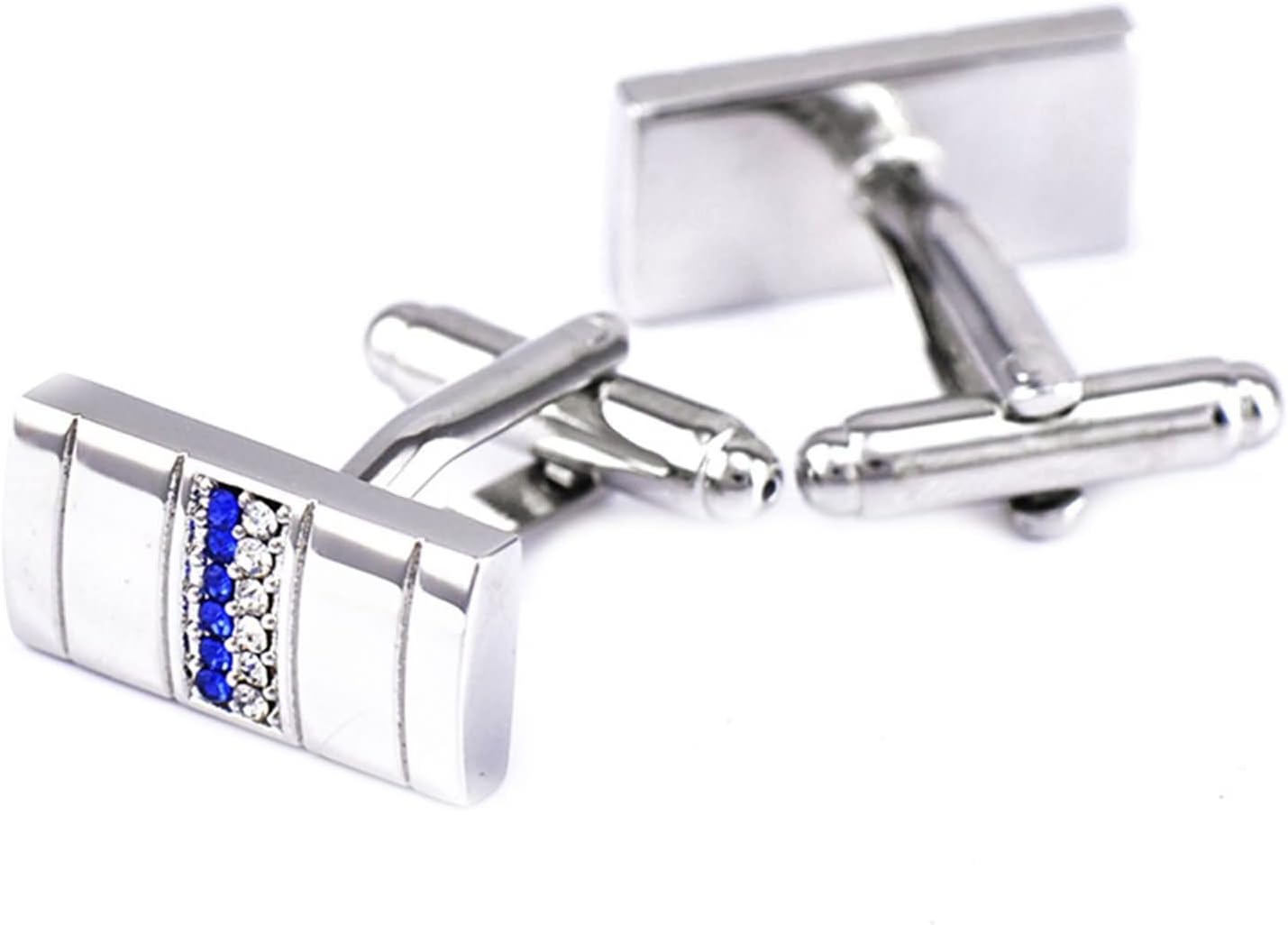 Daesar Cuff Links Copper Cufflink Gift Rectangular Cubic Zirconia Blue White Cufflinks Silver