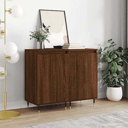 Homgoday Sideboards 2 pcs Brown Oak 40x35x70 cm Engineered Wood, Side Cabinet, Cupboard Storage...