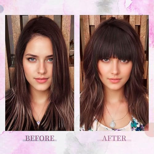 Xfsrg Finta Capelli Clip Frangia Piatta Capelli Veri Naturali Extension Frontale Fascia Unica Corti Hair Bang Fringe Hairpiece Posticci Per Donna(Marrone Scuro) - 5