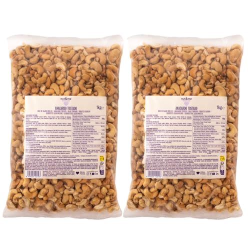 Anacardos enteros Tostados SIN SAL 2 kg nut&me | Sin Gluten | Vegano | Frutos secos 100% Naturales | Alto en proteínas | Snack saludable y sabroso | Crujientes | Pack 2 x 1 Kg