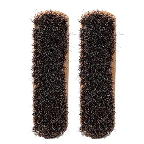 Velaurs Brosse de Cirage de Chaussures en CRIN de Cheval, Outil de Nettoyage de Chaussures, Soin du Cuir protégeant M L Arbre Long(Log Color Large) Cover