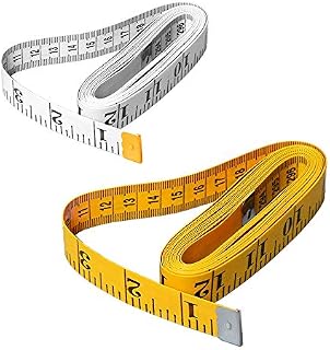 2 Pack Thicken Cloth Ruler Tape Measure, 300 cm/120 Inch Soft Pocket Measuring Tape for Body Fabric Sewing Tailor, Weight Loss, Craft Knitting, Double Scale (White, Yellow)