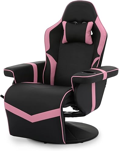 Magshion Silla reclinable ergonómica para juegos, estilo carreras, altura ajustable, silla de videojuegos de piel sintética, cómoda silla de cine en