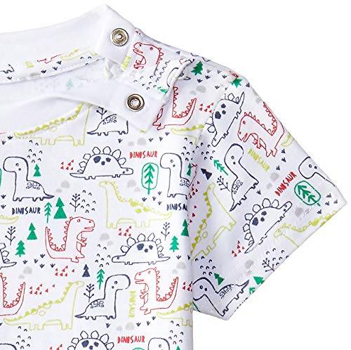 Image of miniklub Boys White Printed Round Neck Pure Cotton T-Shirt