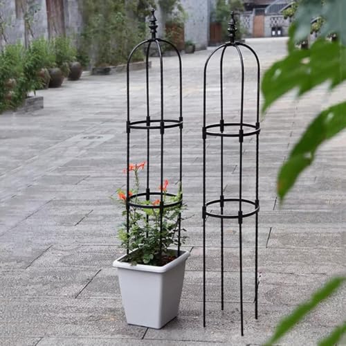 ローズオベリスク ガーデニング用支柱 4種高さ バラ用植物サポート 錆び ない ミニ つる性植物 棚 薔薇 組み立て簡単(一つ詰め) (25*90cm,ブラック)