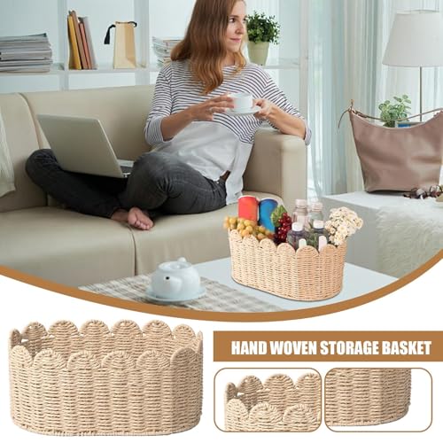 Cesta de cuerda tejida decorativa con acabado artesanal para estancias 5