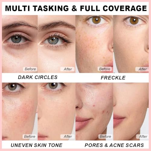 Image of Under Eye Concealer + Brush, 24H Full Coverage Brightening Concealer For Dark Circles, Fine Lines, Anti-Aging Color Correcting Cream - 0.4 fl oz (05#Nude+Brush)