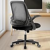 NEO CHAIR Office Desk Computer Gaming Ergonomic Chair with Lumbar Back Support Adjustable Height Swivel Wheels Flip-up Arms Mesh Chair for Home or Office (Black)