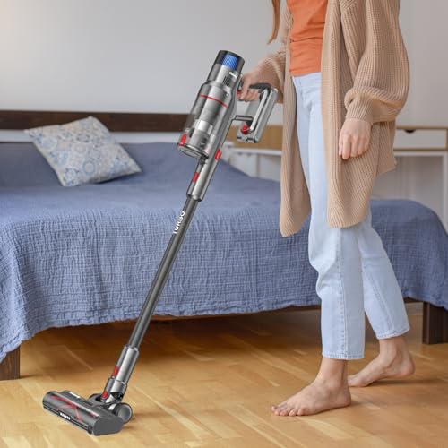 Vistefly V15 Aspiradora sin Cable 500W 40000Pa, Aspiradora Escoba sin Cable Potente 4 en 1 Autonomía 60mins con Pantalla Táctil y Sensor de Polvo Batería Extraíble para Pelo Suelo Sofá Alfombra