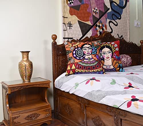 Kashmir Designs Frida Kahlo Inspired Pillow Cover Orange Mexican Art Pillowcase Eclectic Hispanic Throw Pillows Cushions Hand Embroidered Wool Size - 18x18 Kashmir Designs Frida Kahlo Inspired Pillow Cover Orange Mexican Art Pillowcase Eclectic Hispanic Throw Pillows Cushions Hand Embroidered Wool Size - 18x18