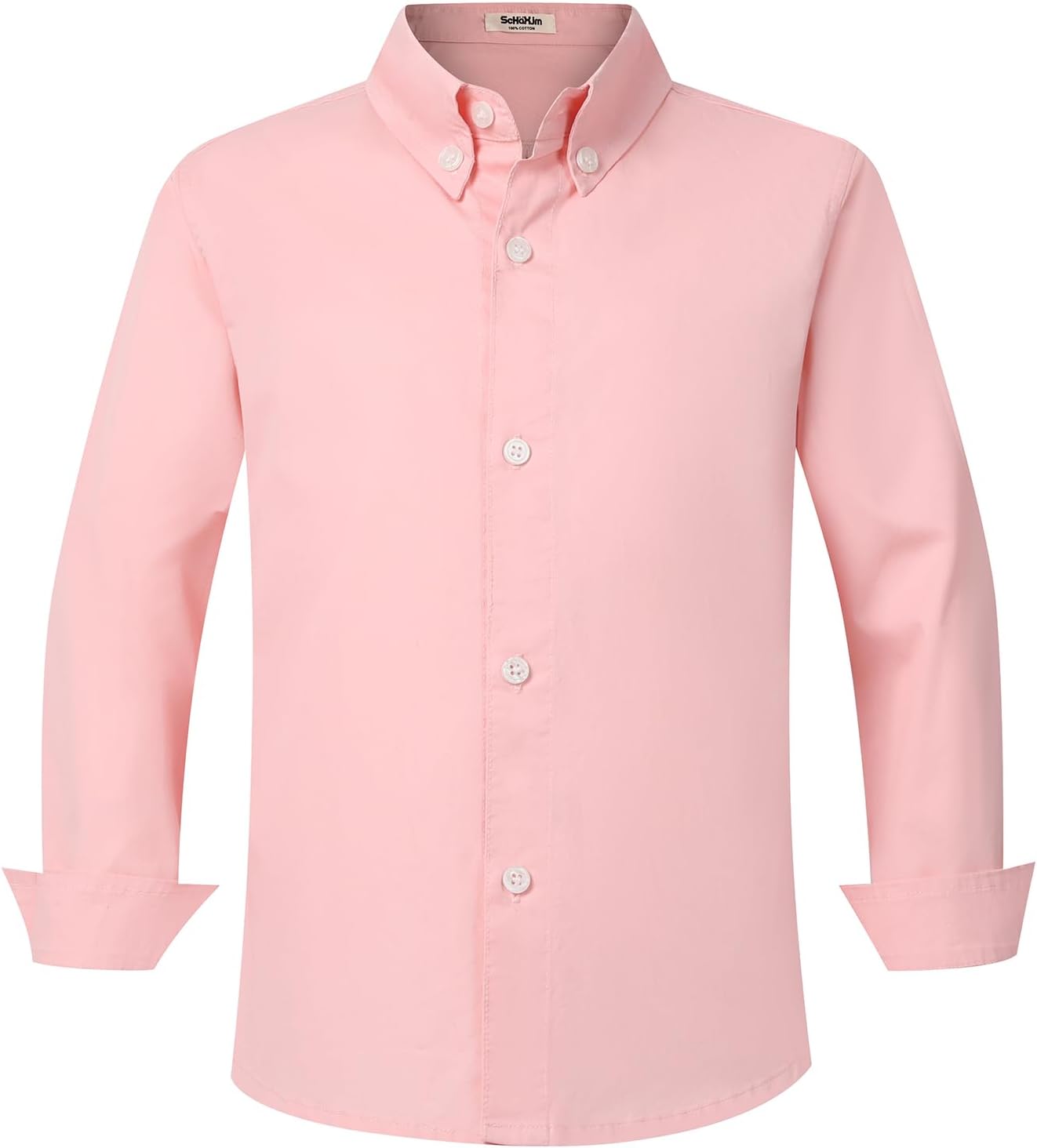 Boys Long Sleeve Poplin Button Down Shirt 100% Cotton Casual Dress Shirts
