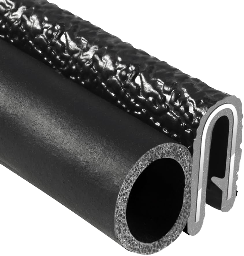Trim-Lok Trim Seal EPDM Closed Cell Sponge Rubber Bulb Seal/PVC/Aluminum with Side Bulb, 3/8 inch Bulb Seal Diameter, Fits Edge 1/16 inch, Length 25 feet