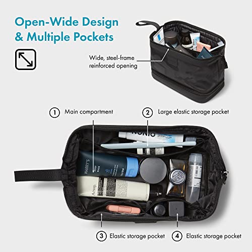 Aberlite Traveler Toiletry Bag for Men - Water Resistant Traveling Dopp Kit - Dry & Wet Separation Bathroom Bag - Hanging Shaving Bag (Black Camo) (Medium Size - 5.3 Liters)2