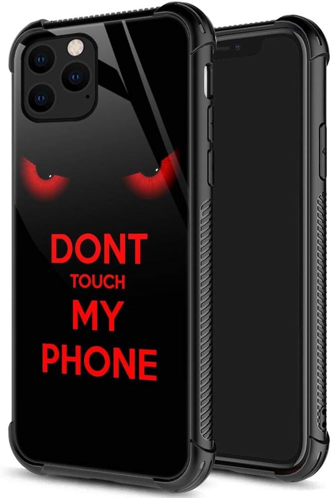 iPhone 11 Pro Max Case,9H Tempered Glass iPhone 11 Pro Max Cases Don't Touch My Phone for Men Boys, Pattern Design Shockproof Anti-Scratch Case for Apple iPhone 11 Pro Max Red Don't