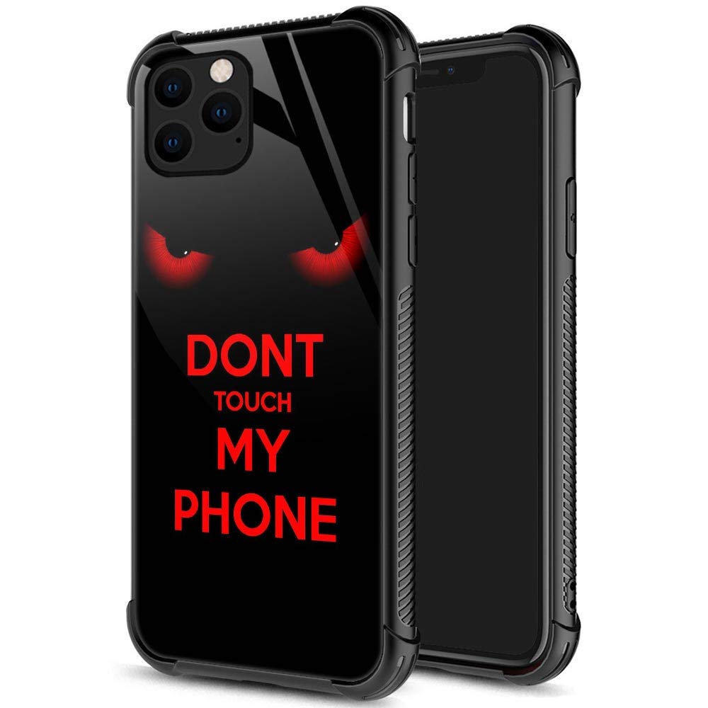 iPhone 11 Pro Max Case,9H Tempered Glass iPhone 11 Pro Max Cases Don't Touch My Phone for Men Boys, Pattern Design Shockproof Anti-Scratch Case for Apple iPhone 11 Pro Max Red Don't