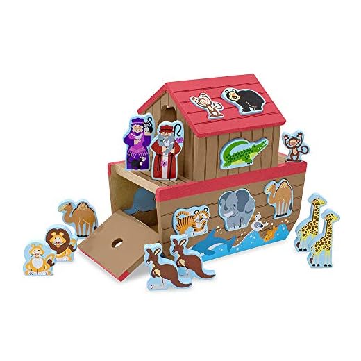 Melissa & Doug Noaks ark med figurer för sortering av trä (29 delar)