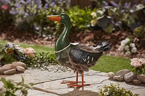 Garden Gear Metal Mallard Outdoor Garden Ornament Height 42cm Decorative Sculpture ideal for Patios Lawns flowerbeds Borders
