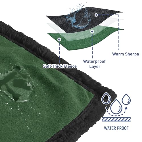 Catalonia Waterproof Bed Blanket, Washable Leakproof Bed Cover, Reversible Protector Blanket for Couch Sofa, Stain Proof Blanket Pad, 80X60 inches, Green - Thumbnail 2