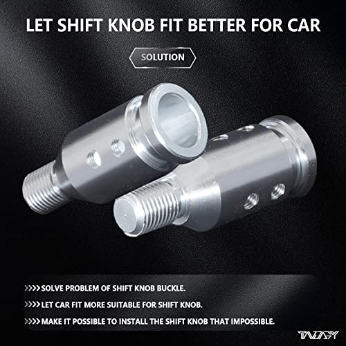 Tandagy Shifter Knob Adapter M12X1.25 Shift Knob Adapter Aluminum Alloy Shifter Knob Adapter Kit For Most Non-Threaded Manual Transmission (Sliver) #TOP3