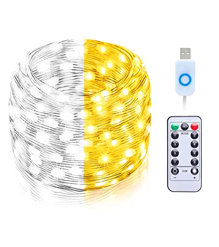 Guirlande Lumineuse Usb, 10m 100 Guirlande Led Avec Télécommande Et Minuterie, Fil Led Lumineux Pour Arbre De Noël, Chambre À Coucher, Patio, Fête De Mariage, Décoration Intérieure Et Extérieure Cover