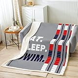 Feelyou Kids Swim Sherpa Throw Blanket Water Sports Theme Fleece Blanket for Boys Girls Teens Swimming Lane Decor Plush Blanket Swimming Lover Fuzzy Blanket Flannal Blanket Baby 30'x40'