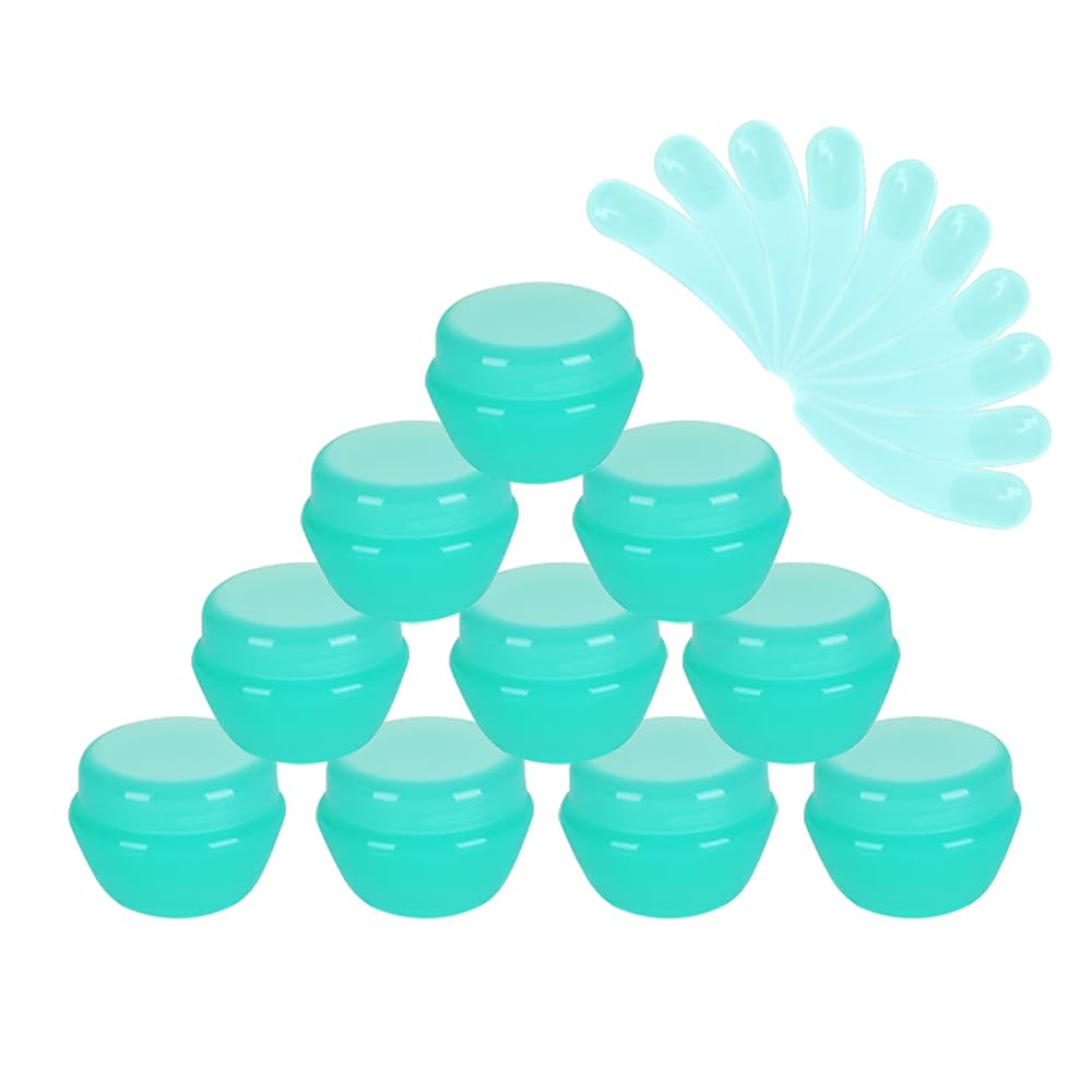 Skypro 20Ml Green 10Packs 20G/20Ml Frosted Container Jars With Inner Liner For Scrubs, Oils, Salves, Creams, Lotions, Makeup Cosmetics With Mini Scoop (Green)