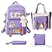 Produktbild Kawaii Rucksäcke | Niedlicher japanischer Rucksack | 43,2 cm große Kapazität Kawaii Rucksack Harajuku Rucksack 4er Set inkl. Rucksack, Handtasche, Umhängetasche und Stifteetui