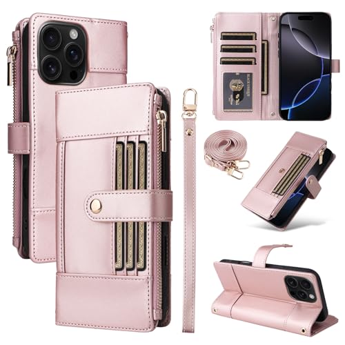 Étui Google Pixel 10 Pro XL en cuir or rose protection intégrale rabat aimanté