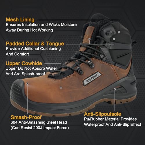 Composite Toe Boots for Men, Men's Work & Safety Footwear, Anti-Slip Waterproof Work Boots for Women, for Worker, Outdoor Activities, Hiking3