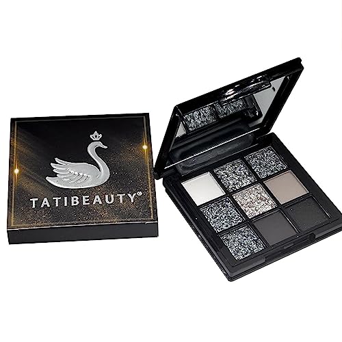 Smokey Eyeshadow Palette,9-Color Halloween Black Smokey Eyeshadow Palette,Matte Shimmer Black Dark Gray Smokey Eyeshadow Palette Gothic Palette Waterproo,Good for Halloween