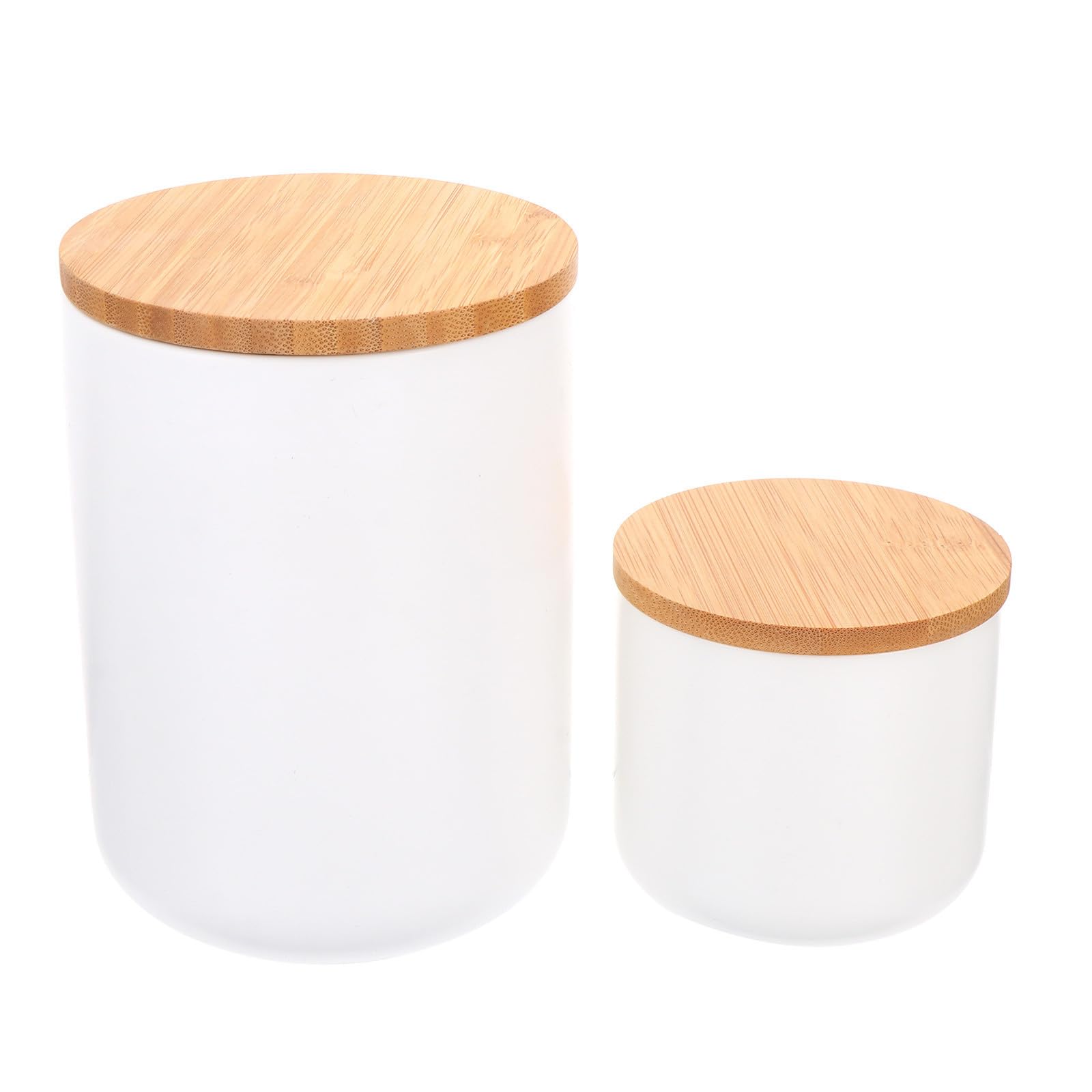Operitacx 2 Piezas Tarro de Cerámica Hermético para Almacenar Granos y Especias en Cocina, con Tapa de Bambú, Capacidad 800ml y 260ml, Color Blanco Adecuado para Organizar Alimentos