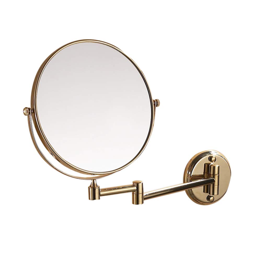 Miroir de beauté mural recto-verso grossissement 3X extensible or pour cosmétique
