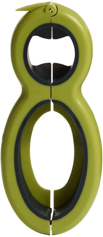 MOSHTU Bottle, Bag & Can Opener, Jar & Lid Twist Off Gripper, and Seal & Lid Remover Green, Black Kitchen Tool Set