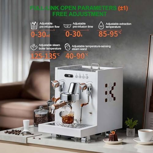 Elektryczny podgrzewacz do mleka i spieniacz piankowy z różdżką parową, portafiltrem 58 mm, sabotażem o stałej sile i łyżeczką do kawy do użytku domowego i kawiarni