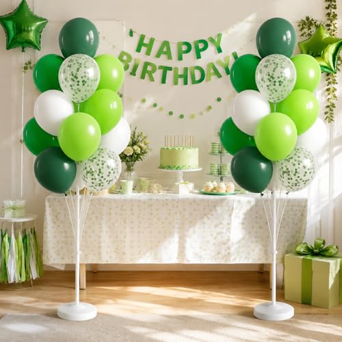 Image of Balloon Column Stand Kit with Balloons, Base and Pole, Balloon Column Kit for Floor or Table Backdrop Decoration for Party Wedding Baby Shower Birthday Graduation (Forest Green)