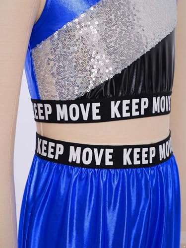 Costume danse moderne avec crop top et pantalon bleu extensible