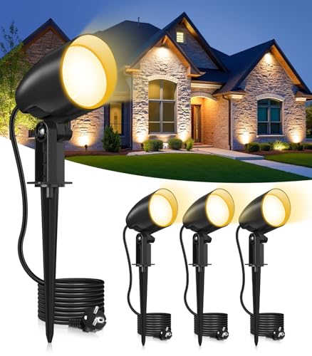 CLV Spot LED Extérieur avec Piquet 20W, 1880LM Spot Jardin Blanc Chaud 2700K Lampe de Jardin Étanche IP66 Eclairage Exterieur LED Aluminium Avec EU Prise...