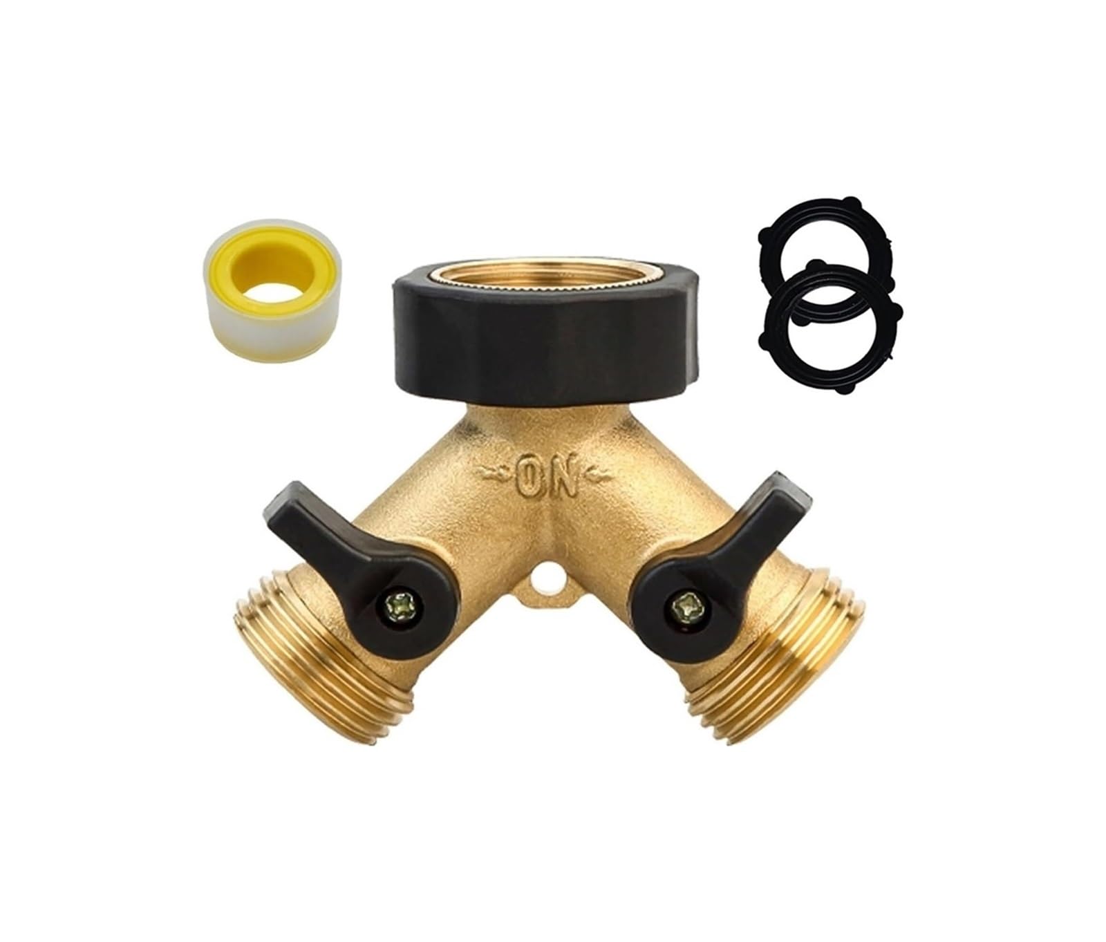 Evwgnpqrv Yellow Us Faucet Hose Splitter, Yellow 4 Way Brass Bibcock Garden Hose Connector Spigot Adapter Kink Protector(Yellow Us)
