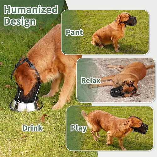 Xfsrg Museruola Cane Taglia Media Antiabbaio Comoda E Traspirante Per Passeggiate E Visite Veterinarie (Nero, L) - 6