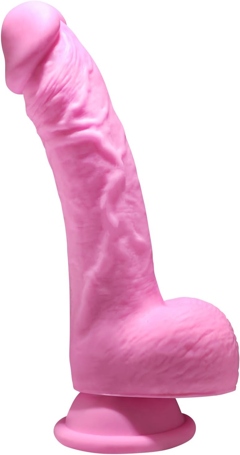 8 Inch Pink Realistic Silicone Dildo with Strong Suction Cup for Beginners
